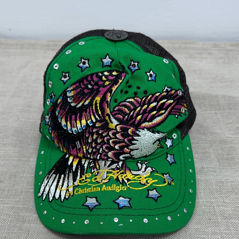 Christian Audigier Green Cap with Eagle Design